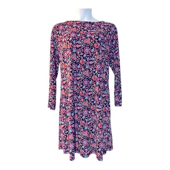 ❣️Renee C Thin Knit Stretch Jersey Shift Black Floral Career Office Casual Dress - Picture 3 of 13